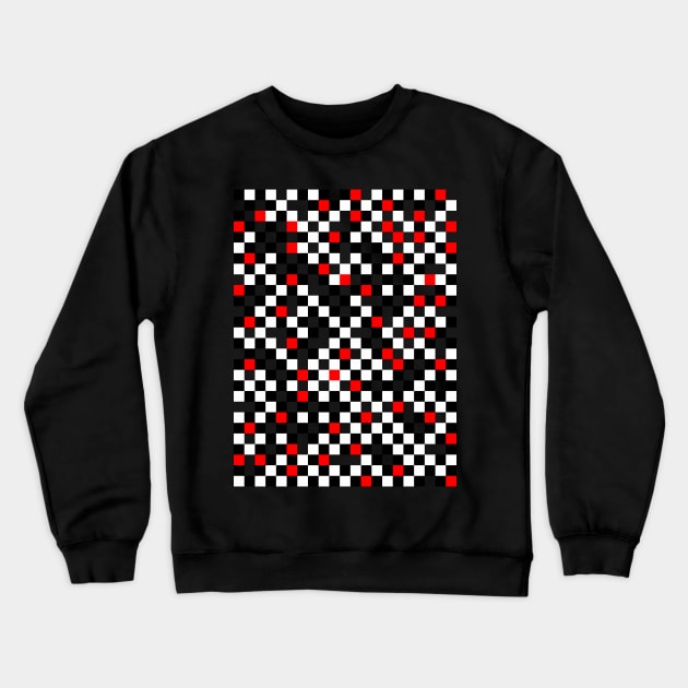 Black White and Red Checkerboard Pattern Crewneck Sweatshirt by Rahmagamse23